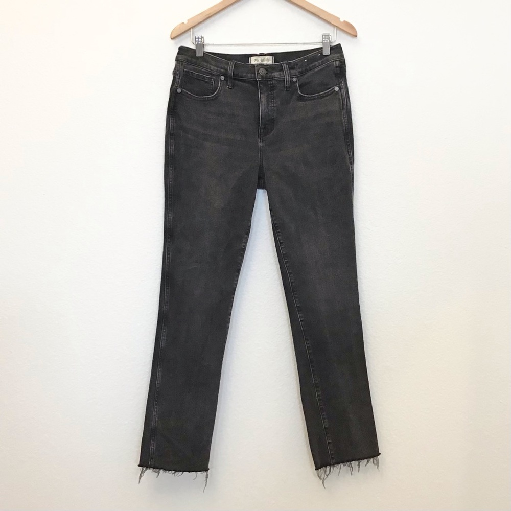 Madewell Stovepipe 29 Women's Jeans Raw Hem Faded Black Mid Rise Slim Straight - Picture 3 of 16